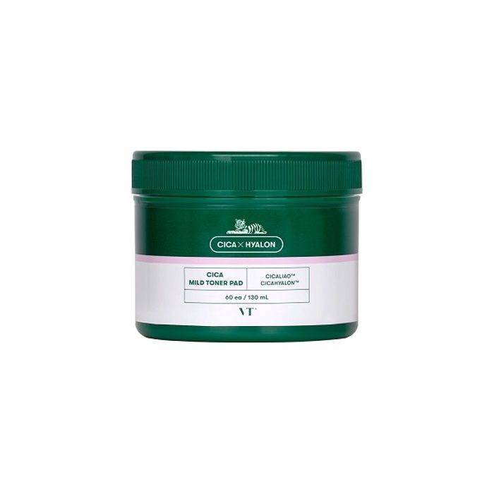 Coussinets tonifiants apaisants - VT COSMETICS - Cica Mild Toner PAD - 130 ml - 60 pcs - Exfoliation douce
