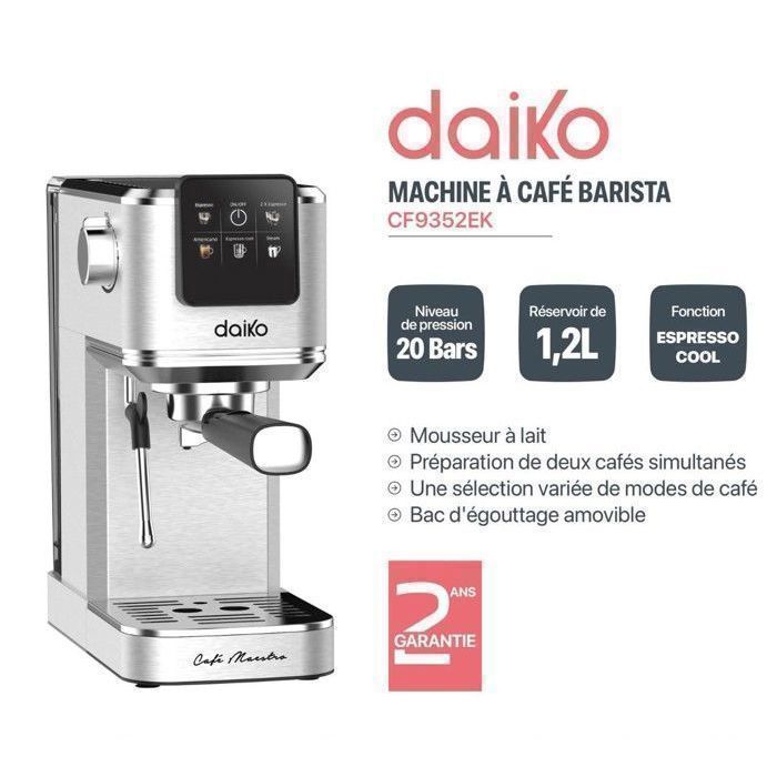 Machine à Café - Daiko - TACTILLE - 20 Bars - 1350W - Réservoir 1,2L