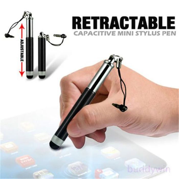 Stylet Retractable noir pour écran Tactile - Attache Jack 3.5 mm