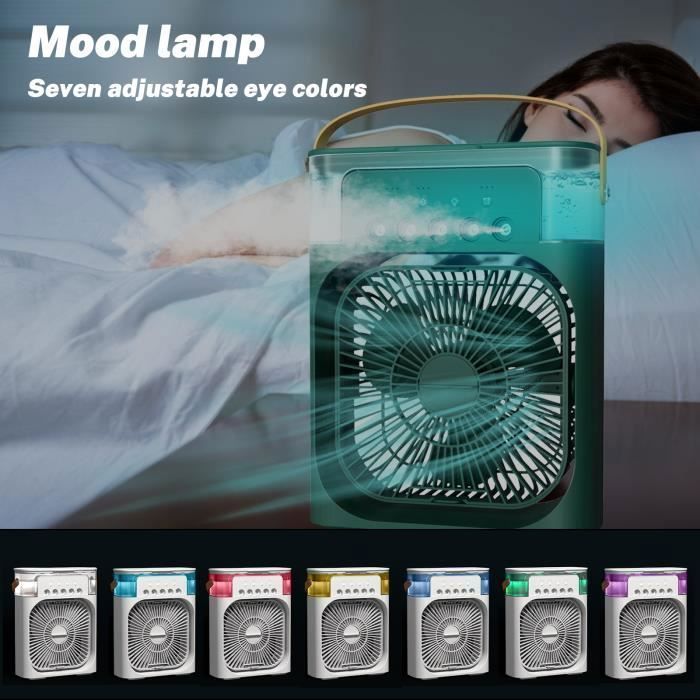 Climatiseur Portable, Mini Climatiseur - 3 Vitesses - USB - Silencieux, Ventilateur portable avec led, couleur aléatoir