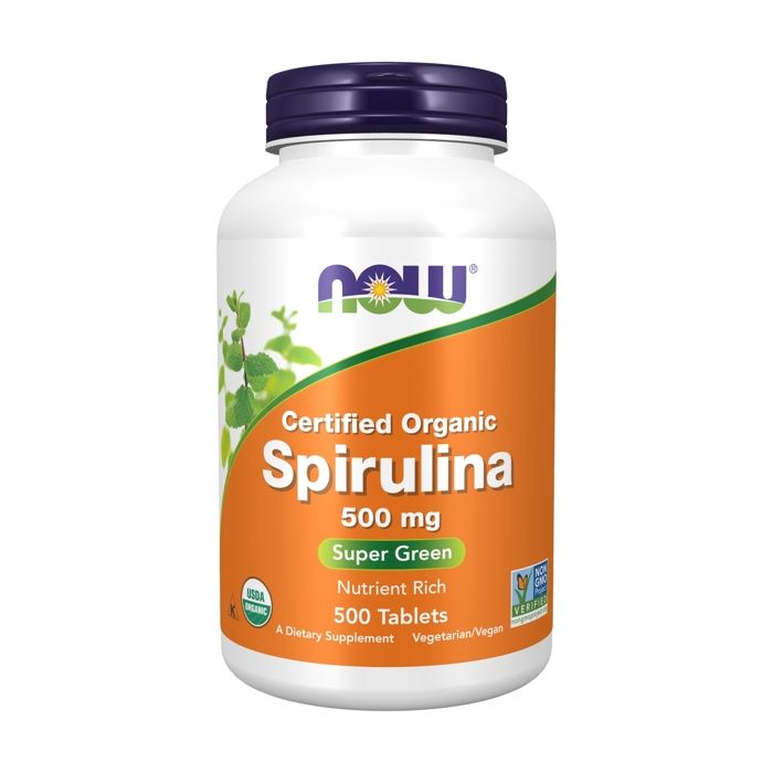 NOW FOODS Spirulina Certified Organic 500mg (Spiruline) 500 Comprimés Végétaliens