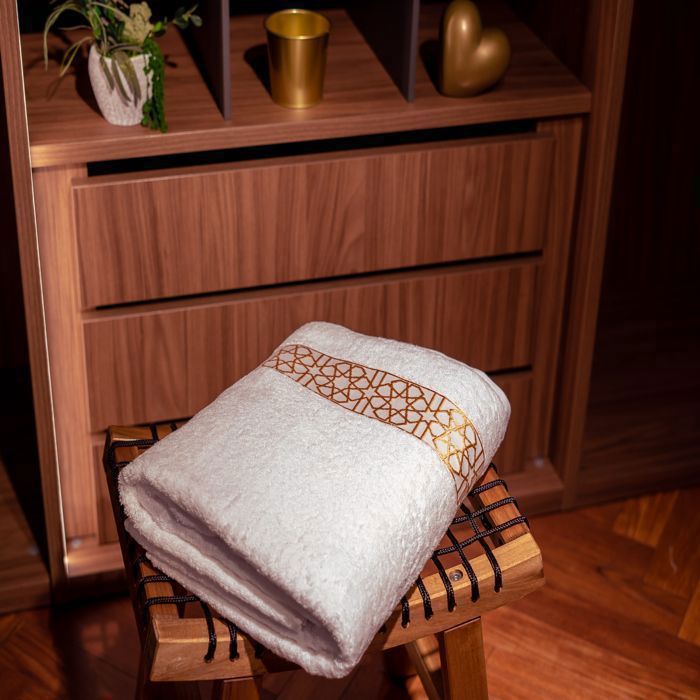 Serviette de bain - Arabesque - 100x180 cm - 500GSM - 100% coton - Blanc
