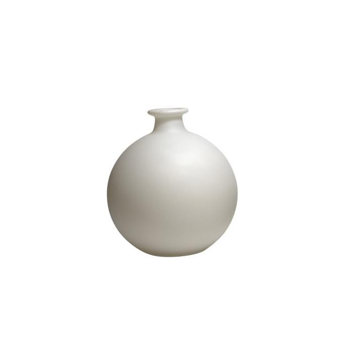 VASE BOULE TAUPE /MATE BLANC/MATE NOIRE EN VERRE17.5x15x15 cm PF