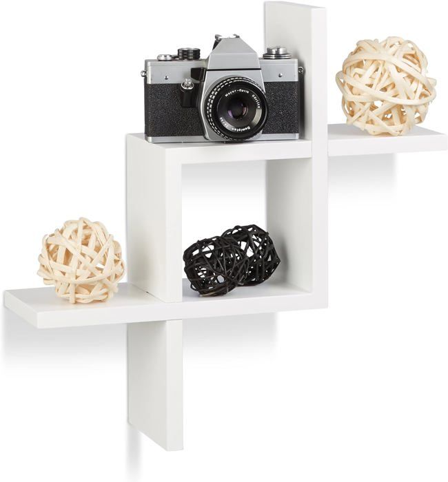 Étagère murale - MDF - Design moderne - Blanc - 40 cm x 12 cm x 40.5 cm - Pour chambre d'enfant