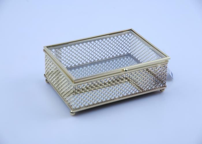 Boîte à Bijoux - GENERIC - Miroir en Métal Doré - 18x14x6,3cm - Élégante - Pratique