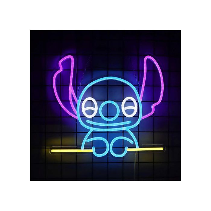 Enseigne au néon - Disney - Stitch Lilo - LED - Bleu - Décoration intérieure