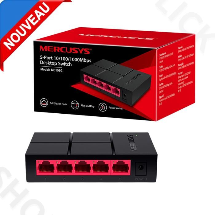 Mercusys Switch Gigabit MS105G 5-Ports 10/100/1000 Mbps Ethernet Network Hub
