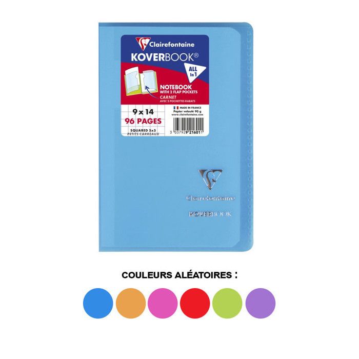 Carnet - CLAIREFONTAINE - Koverbook - 96 pages - 90 x 140 mm - 5 x 5 petits carreaux - Assortis