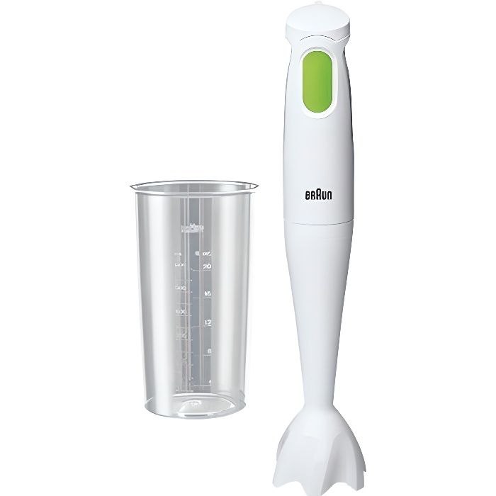 Mixeur à main BRAUN MQ100 Soup SPE - 450W - Blanc - Pied amovible - Avec bol mélangeur
