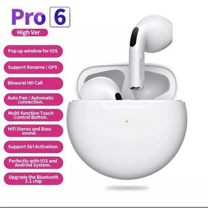 TWS Pro 6 Écouteurs stéréo Sans Fil, Touch Control Compatible IOS Et Android