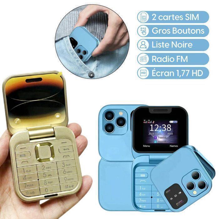 Mini téléphone portable pliable I16 Pro