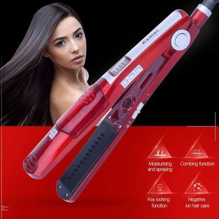 Lisseur brosse de Cheveux Vapeur En Céramique Professionnel