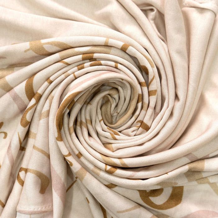 Châle - OLGA - Calligraphie Beige - Tissu avec motifs calligraphiques - Chic - Printemps/Été