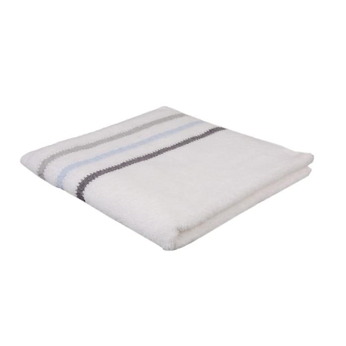Serviette - Élégance - Rayures - 70x140 cm - Douce - Absorbante - Blanche