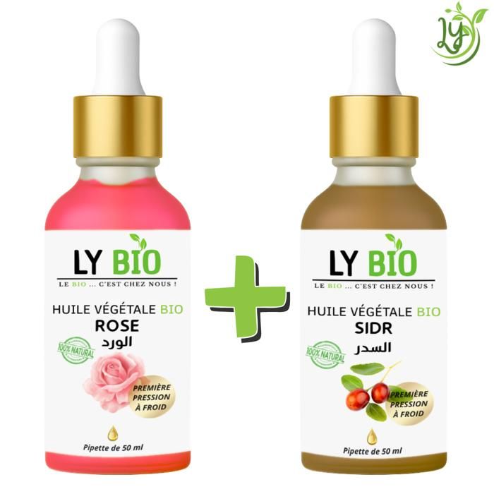 Pack Huile - LYBIO - Huile Rose 50ml - Huile Sidr 50ml - Hydratant - Mixte - Bébé