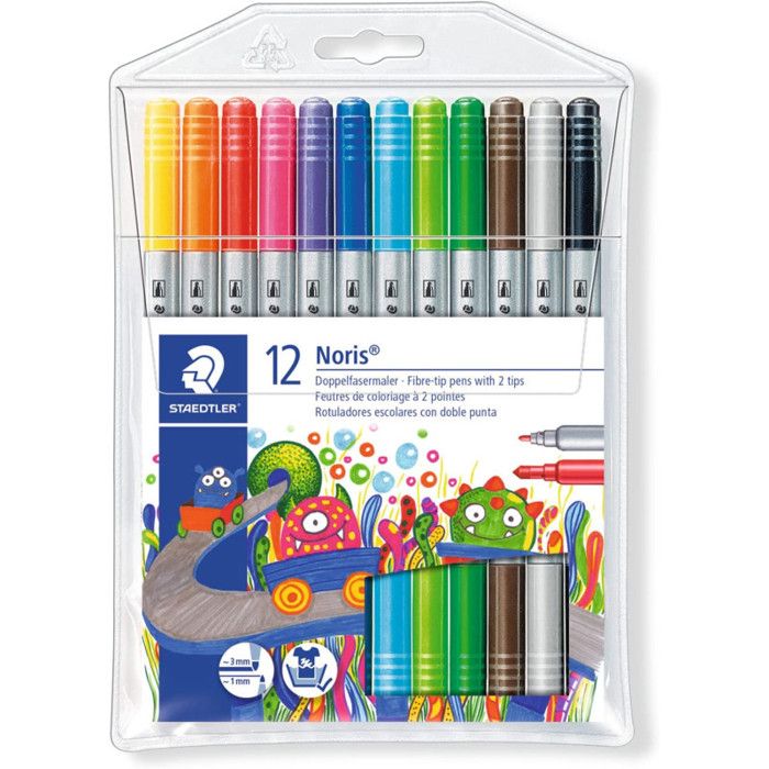 Feutres de coloriage - STAEDTLER - NORIS CLUB - 12 feutres - Double pointe - Assortis - Mixte