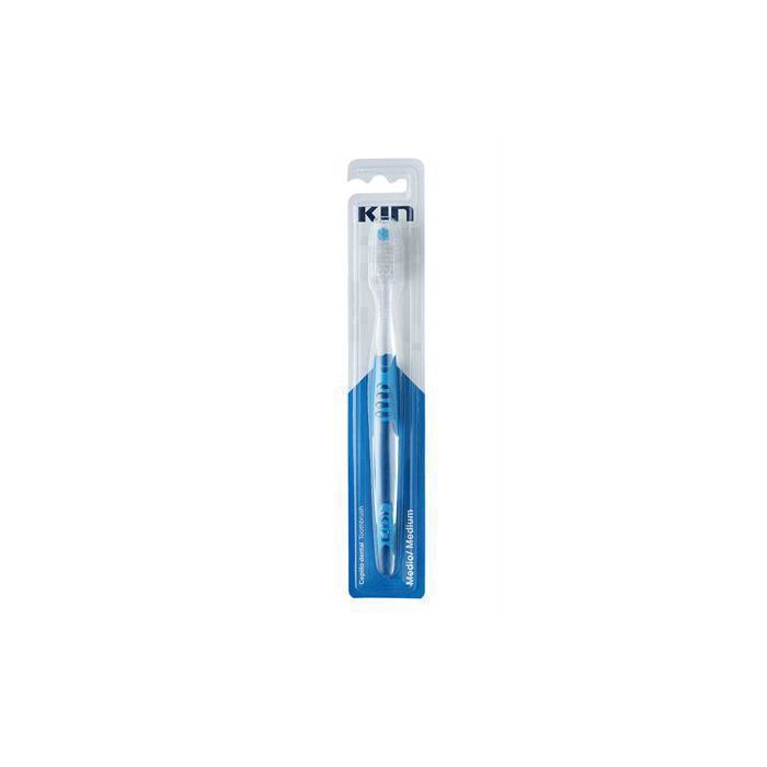 Brosse à dents - KIN - Medium - Tête triangulaire - Poignée ergonomique - Capuchon de protection