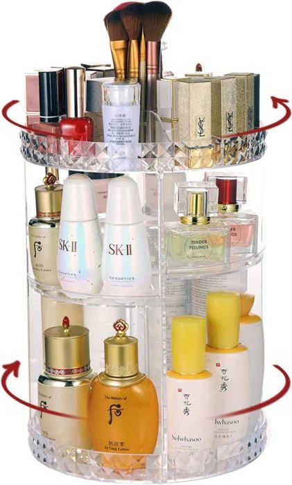 Organisateur de maquillage - GENERIC - Rotatif 360° - Acrylique - 7 couches - Transparent