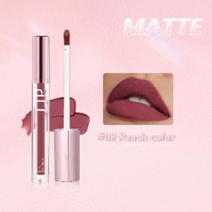 PUDAIER Diamond Shiny Liquid Lipstick Matte Color 02 Peach