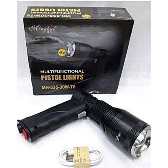 Lampe torche LED - Haut Qualité - 30W - Charge USB - Technologie MAG-LED - Noir