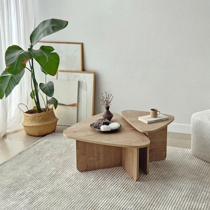 Ensemble de table basse - DAFORLTD - Ballare - Chêne - 90x35x60cm - 60x40x40cm - Monté