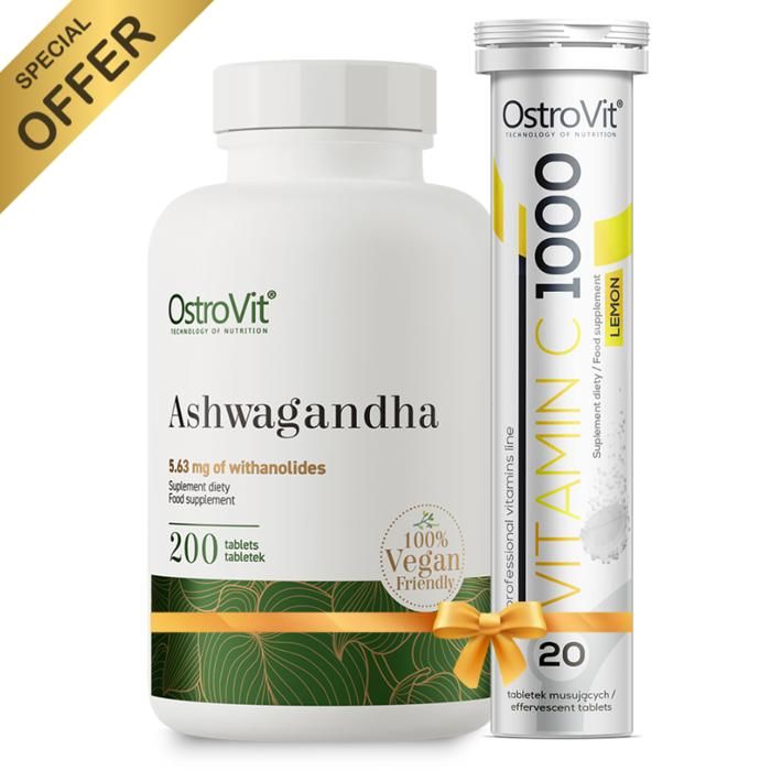 Pack Ashwagandha 200 Tabs + Vitamin C 1000mg 20Tabs