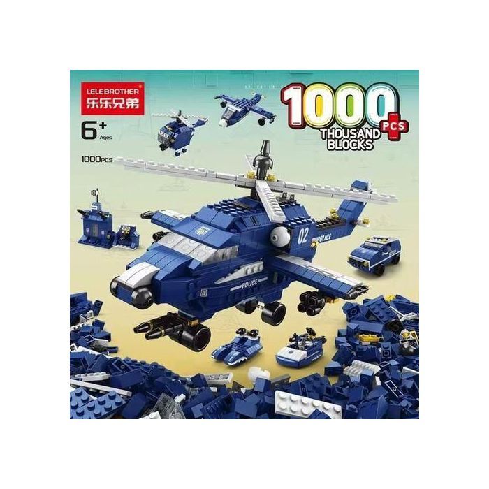 Ensemble de Blocs de Construction – Hélicoptère de Police (1000 Pièces)