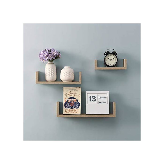Étagères murales flottantes - TWINSDECOR - MDF Chêne - Design élégant - Fixations invisibles - Taille S, M, L