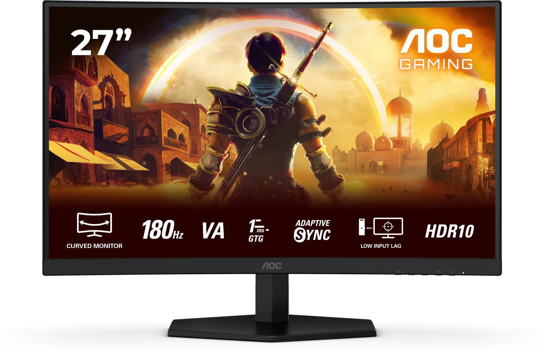 Kurvad PC-gamer skärm - AOC - 27'' - FHD - 180Hz - Snabb VA-panel - 0,5ms - C27G42E