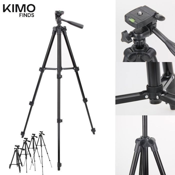 KIMO FINDS - Trépied - Support Tripod 3120 - Aluminium - Hauteur réglable 35-102 cm - Tête pivotante 360° - Léger et portable