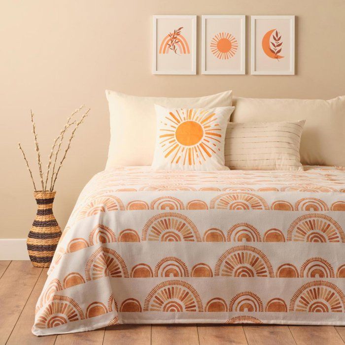 Linge de lit - Finn - Imprimé brochet - 100% Coton - Orange - 150x220 cm