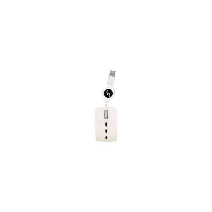 T'nB GUPPY 3 - souris optique 1000 dpi avec câble rétractable Tug'n Block Blanc