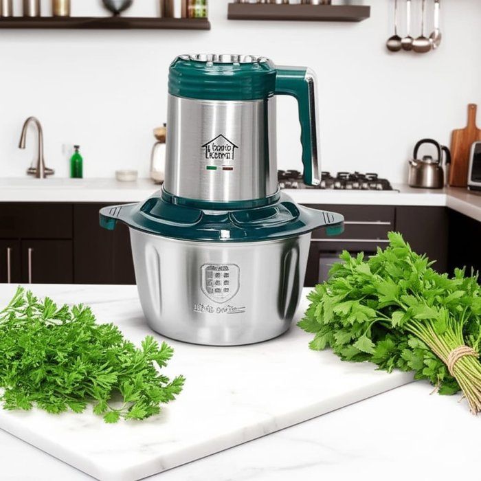 Cooking Hachoir  électrique 2L, 2 bols Inox et Verre + 6 Lames et batteur 1000 W