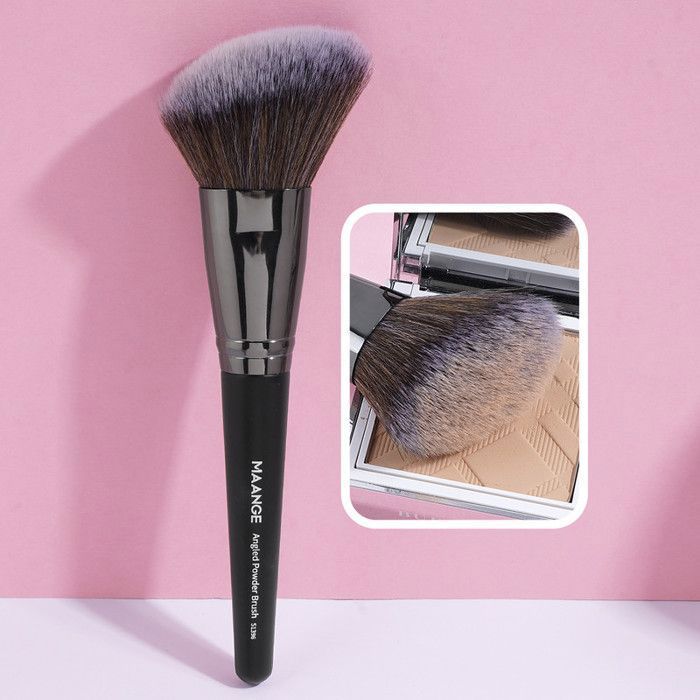 Pinceau à poudre - Professionnel - Noir - Tête angulaire - Doux et soyeux - 100% sans cruauté