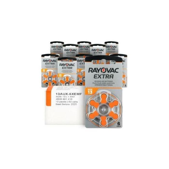 Rayovac Pack de 10 x 6 piles auditives  13 Extra ( 10 x 6 piles)