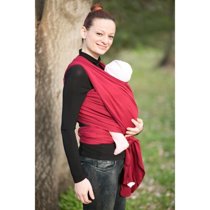 ECHARPE PORTE BEBE BORDEAUX + BONNET BEBE