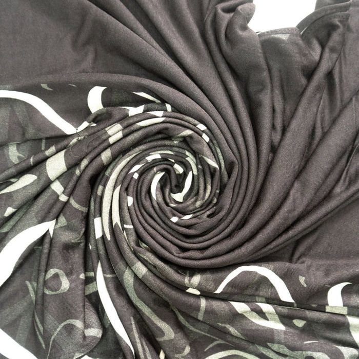 Châle - OLGA - Calligraphie Noir - Tissu avec motifs calligraphiques - Chic - Printemps/Été