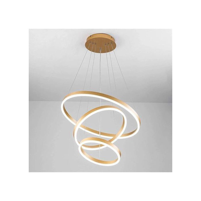 Lustre moderne or brossé Led avec télécommande controle lumiére 3 cercle 30/40/50CM