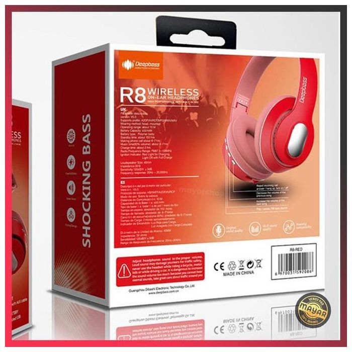 Deep Bass R8 Casque pliables Sans Fil Bluetooth Hifi, Stéréo, Mains Libres et Aux, suppression du bruit
