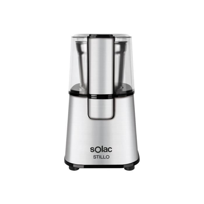 Moulin à café SOLAC Stillo - 220W - Gris - Contenance 0.06kg - Acier inoxydable