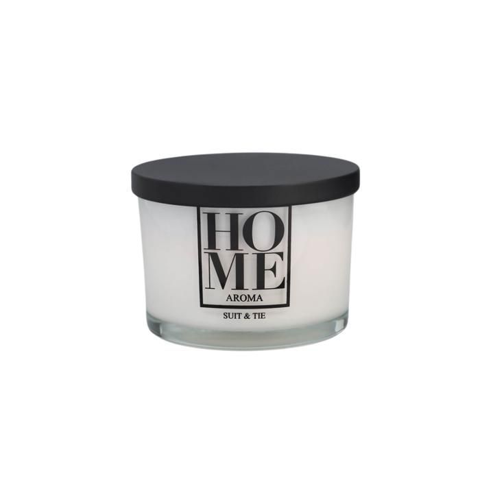 BOUGIE PARFUME HOME BLANCHE EN VERRE AVEC COUVERCLE 730 G 11*8 cm