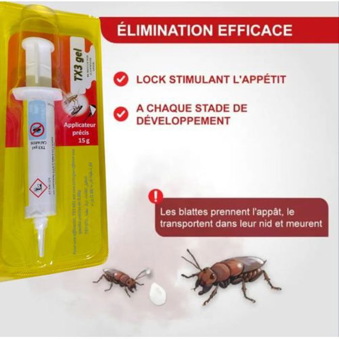 TX3 GEL INSECTICIDE POUR LE CONTROLE DES CAFARDS applicateur precis 15 g