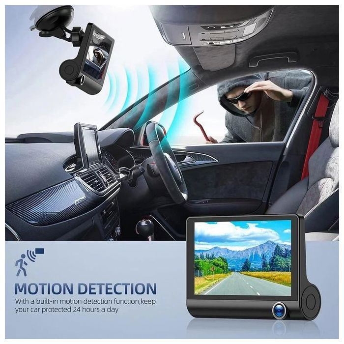 4.0" DVR Voiture 3 Caméra 1080P FHD Enregistreur Vidéo Car Dash cam Cam Recorder CAMERA DE RECUL