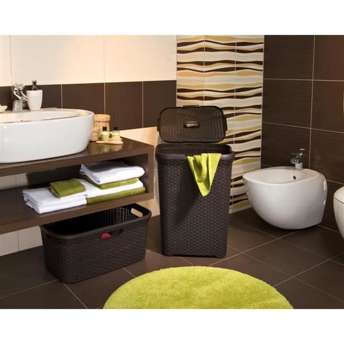 CURVER Coffre à linge My Style - Aspect rotin - 55 L - Noir