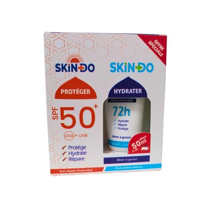 Skindo duo pack " Ecran solaire Invisible+Creme hydratante Pmg "
