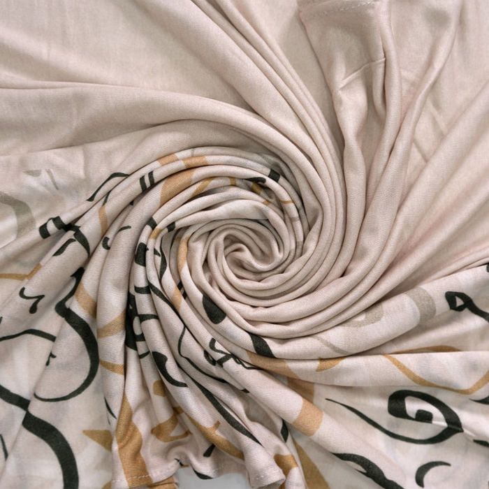 Châle - OLGA - Calligraphie Beige Vanilla - Tissu avec motifs calligraphiques - Chic - Printemps/Été