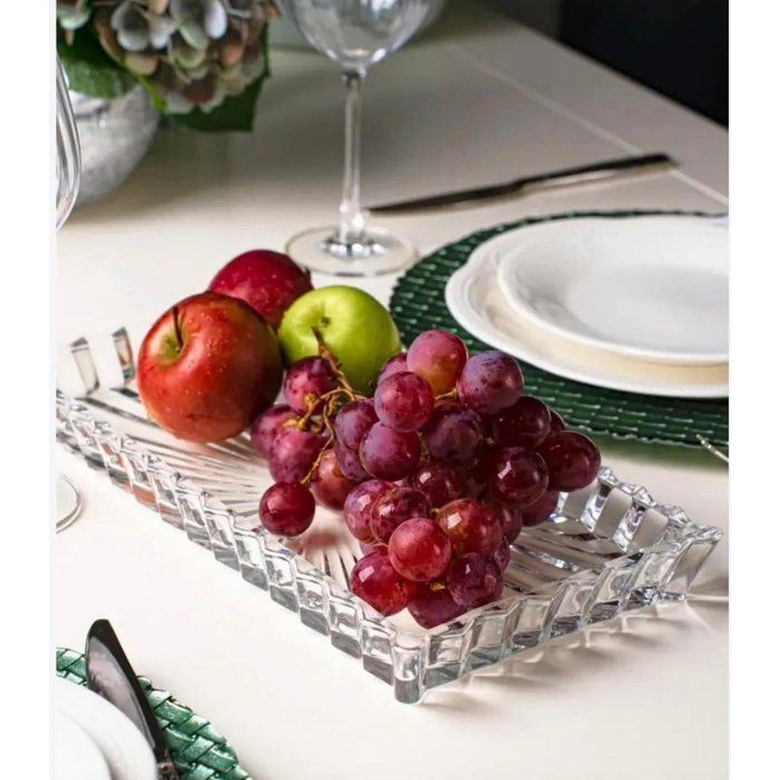 Plat Simple - AYA HOME - Losange en Cristal - 28x14 cm - Transparent - Compatible Lave-Vaisselle