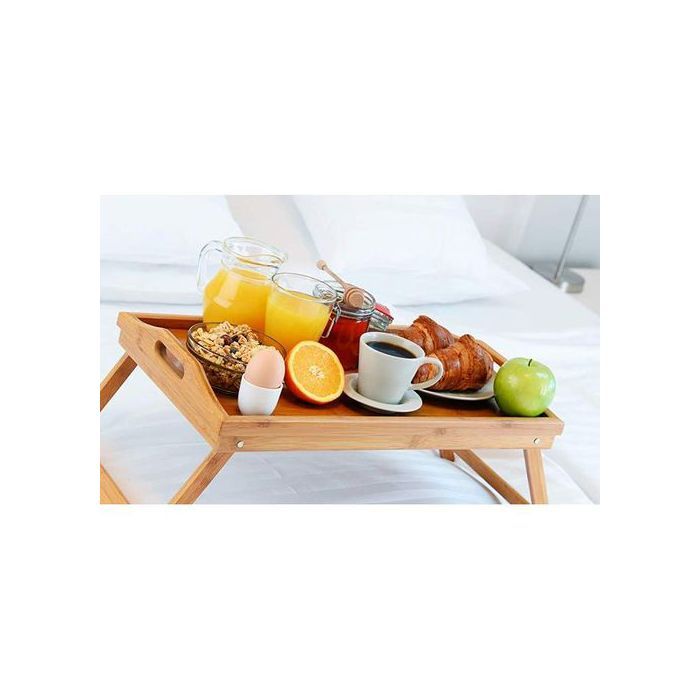 Table pliante de petit-déjeuner en bambou avec poignées modulaires