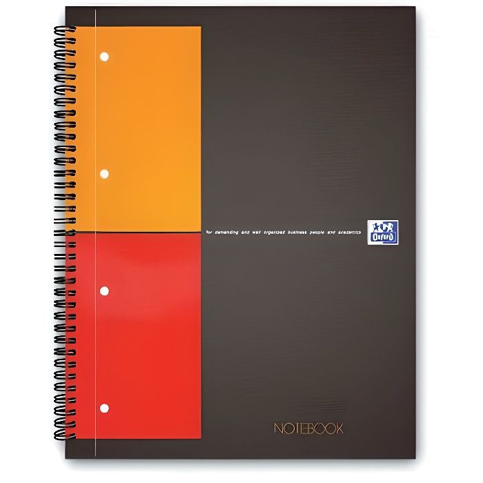 Cahier notebook reliure intégrale 001 230x297 - OXFORD - 160 pages - Petits carreaux - Gris, Orange