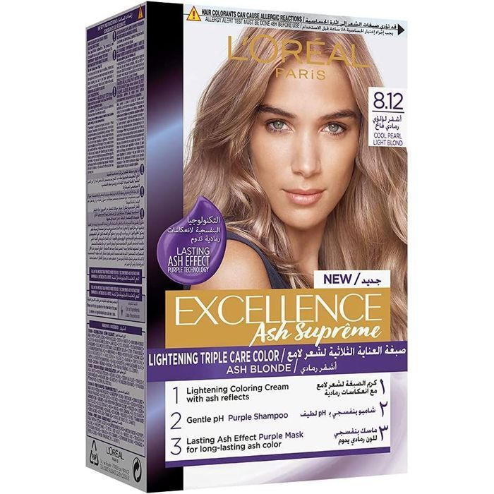 Coloration - Excellence - Ash Supreme 8.12 - Triple Soin - Couleur riche - 100% couverture grise